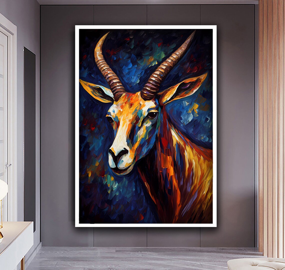 Colorful Goat Painting Goat Art Print Mountain Goat Wall Art Farm Animal Print Colorful Home Decor Animal Art Print - Image 3