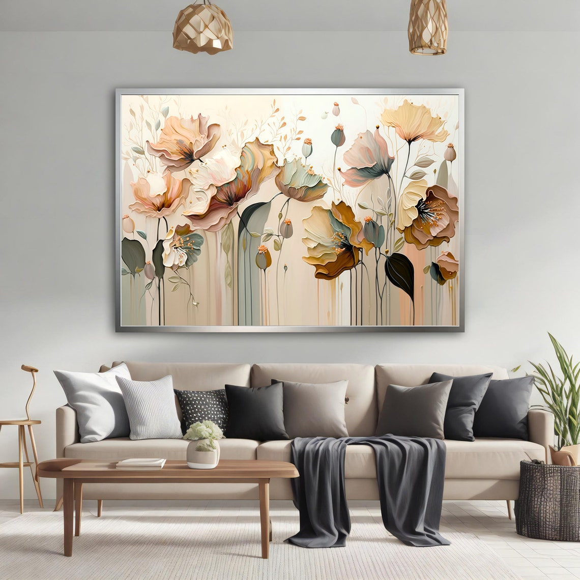 Soft Beige Poppy Flowers Airy Neutral Floral Meadow Art Poster - Image 4