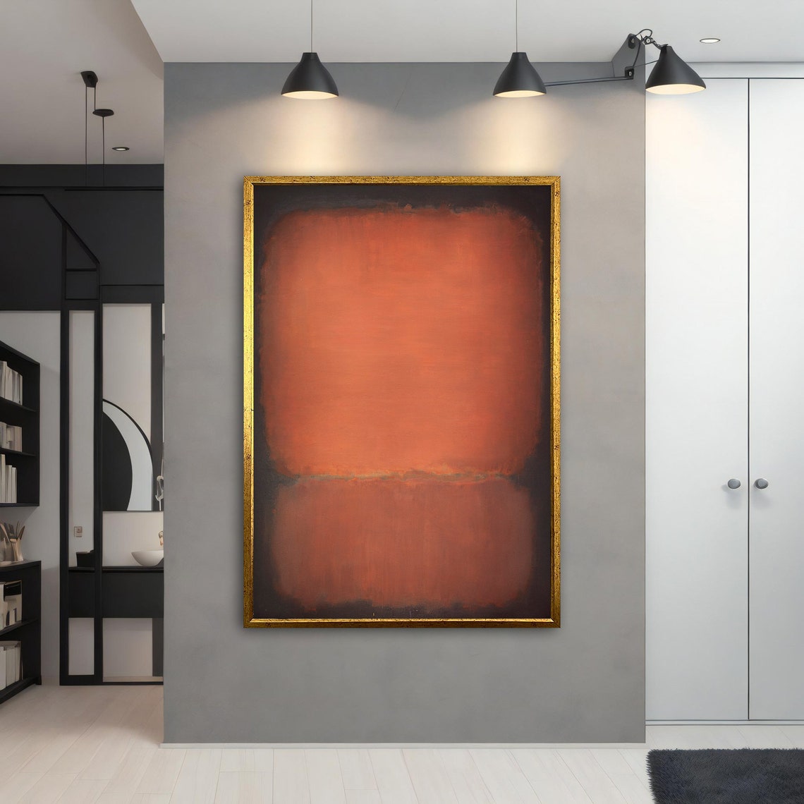 Red Color Field Abstract Glowing Warm Minimal Modern Art Poster