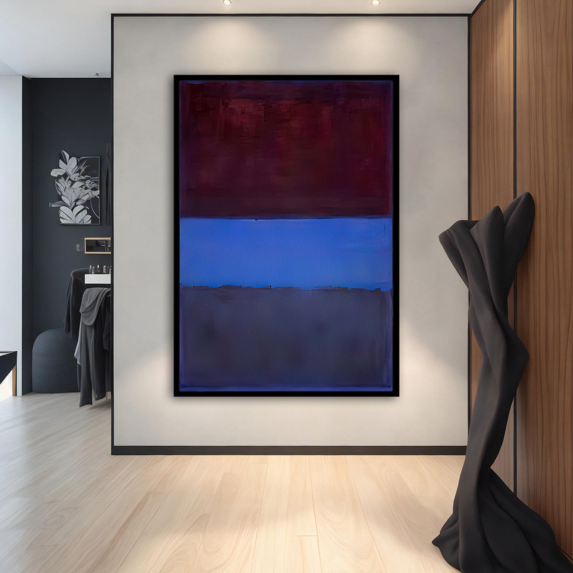Rothko Style Maroon and Blue Color Field Abstract Art Poster - Image 5