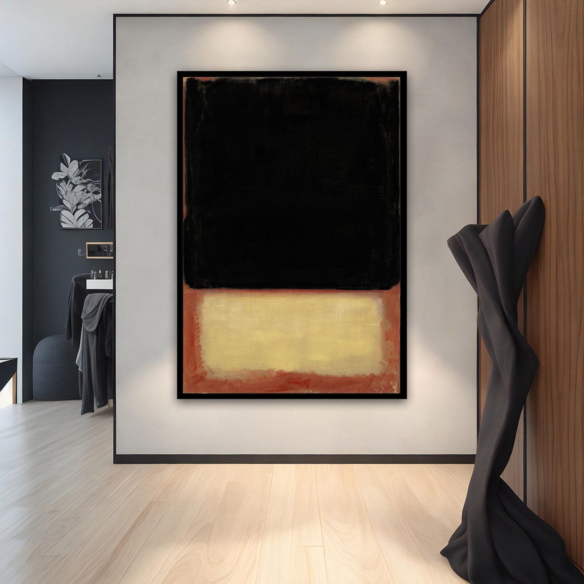 Rothko Style Black and Cream Color Field Abstract Art Poster - Image 3