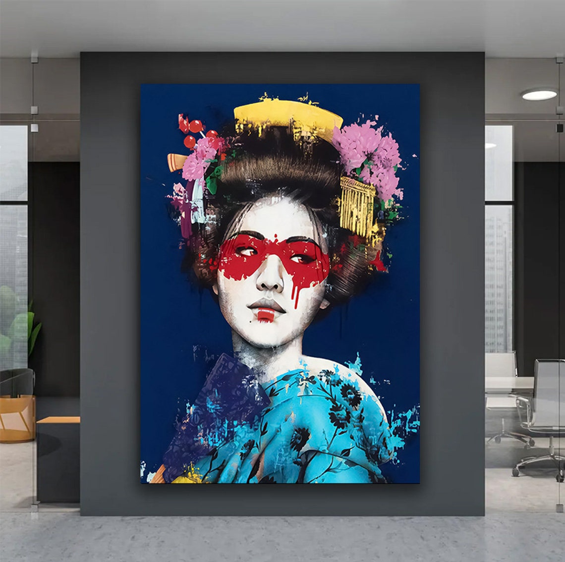 Abstract Japanese Woman Art Colorful Japanese Woman Print Geisha Wall Decor Ethnic Woman Art Japanese Girl Poster - Image 4