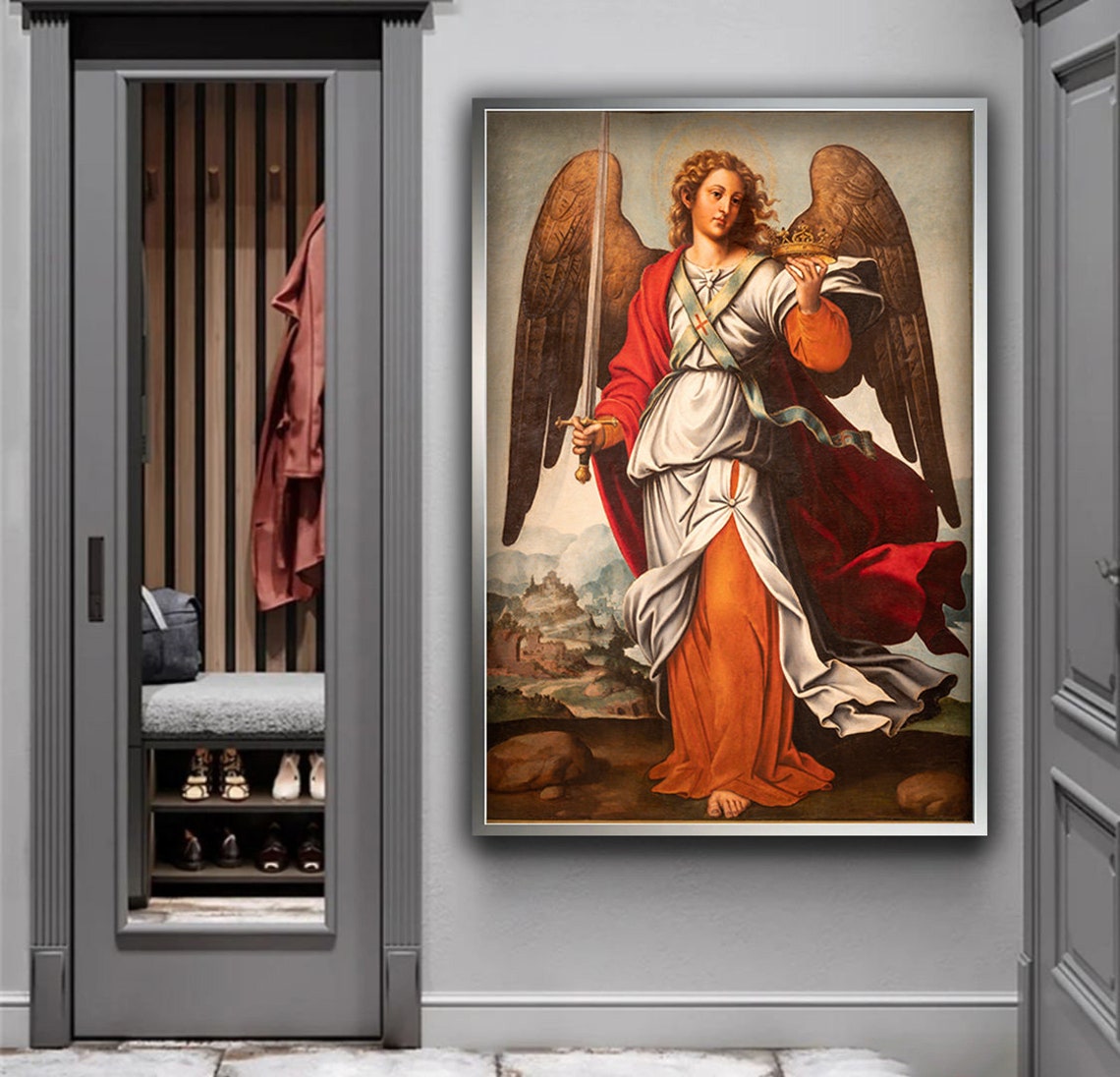 Archangel Michael with Sword and Crown Renaissance Angel Poster - Image 5