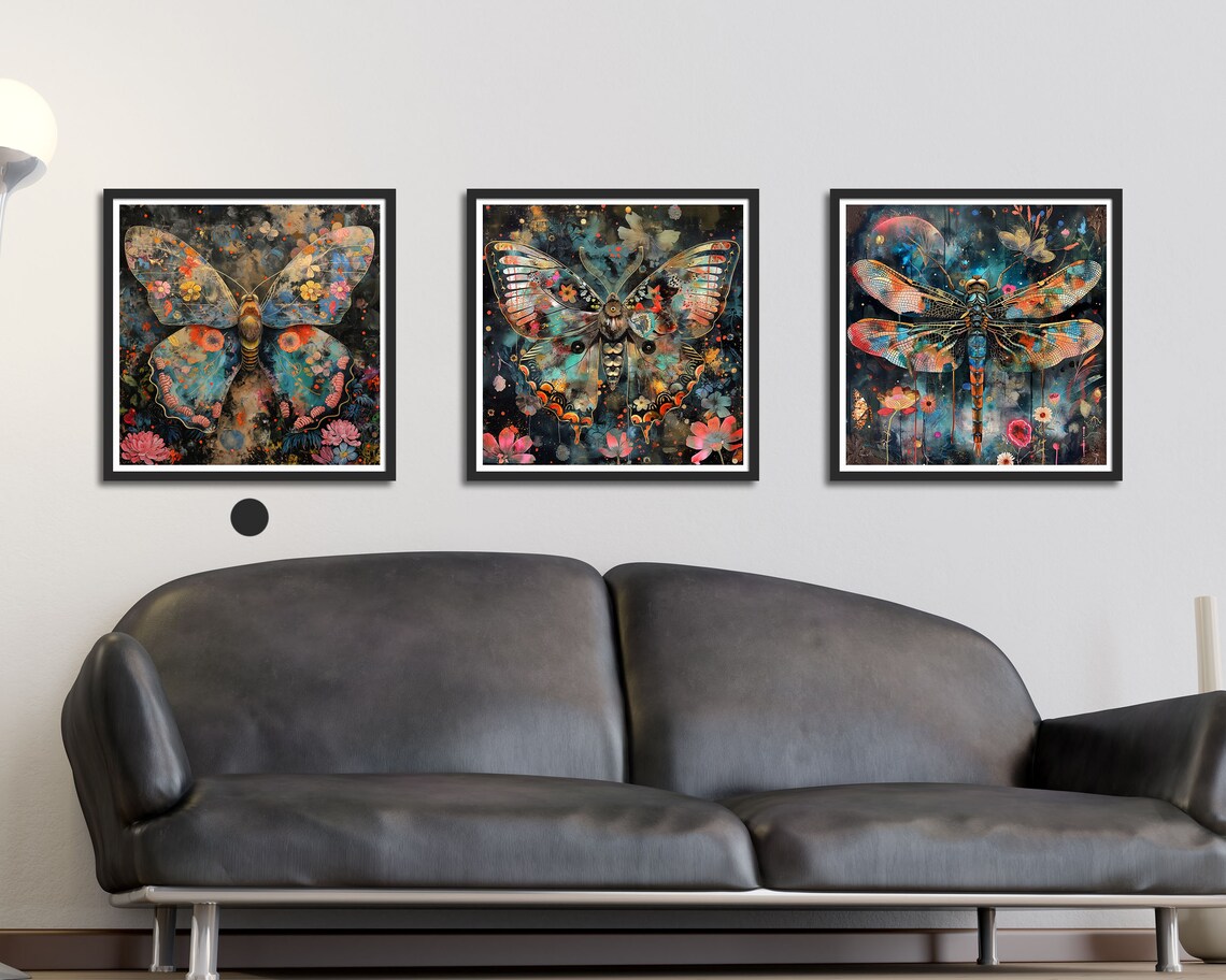 Floral Butterfly Dream Colorful Wings Bohemian Wall Art Print - Image 5