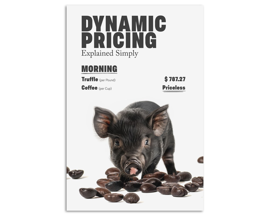 Funny Dynamic Pricing Coffee Truffle Pig Poster Kitchen Decor - Image 3