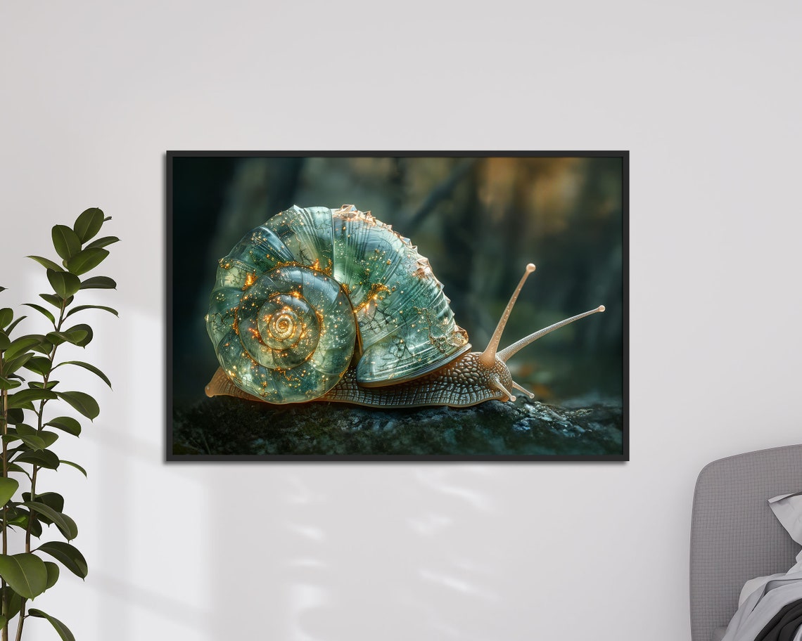 Mystical Snail Iridescent Crystal Shell Magical Nature Art Poster - Image 3