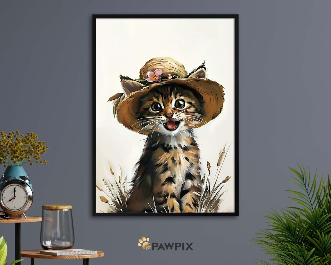 Dapper Duckling Straw Hat Cute Baby Duck Portrait Animal Print - Image 2