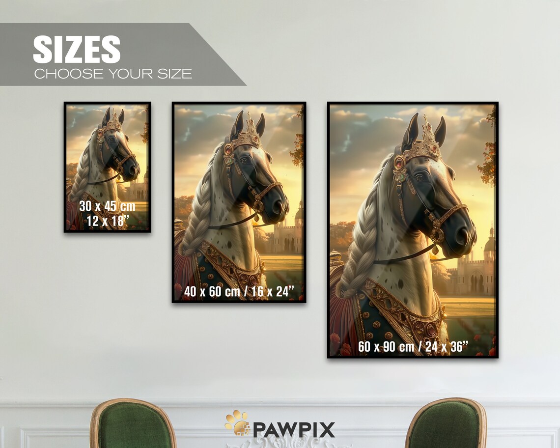 Crowned Horse Royal Baroque Portrait Majestic Stallion Wall Art Poster - Image 2