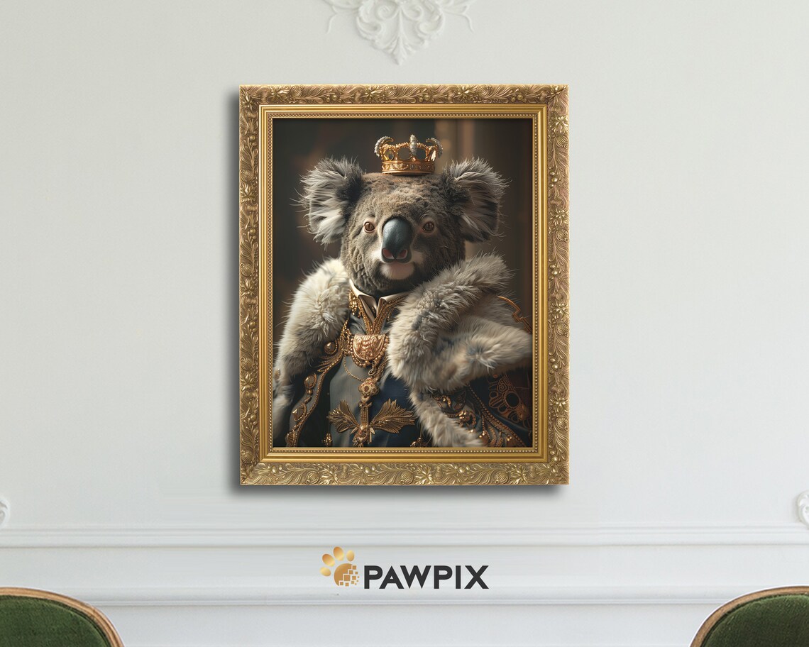 Royal Koala In Gold Crown Regal Marsupial Portrait Wall Art Poster - Image 4