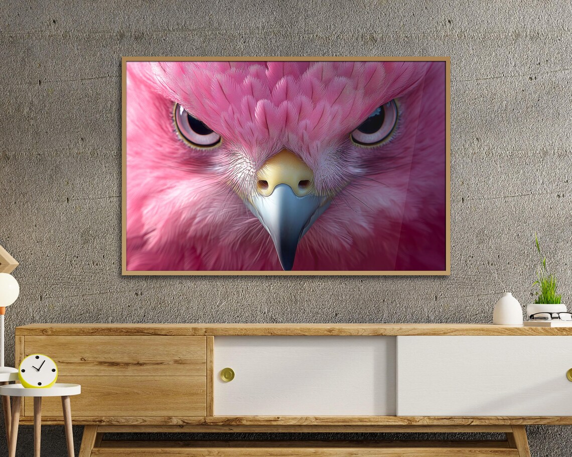 Fierce Pink Hawk Close Up Portrait Bold Bird of Prey Photo Poster - Image 4