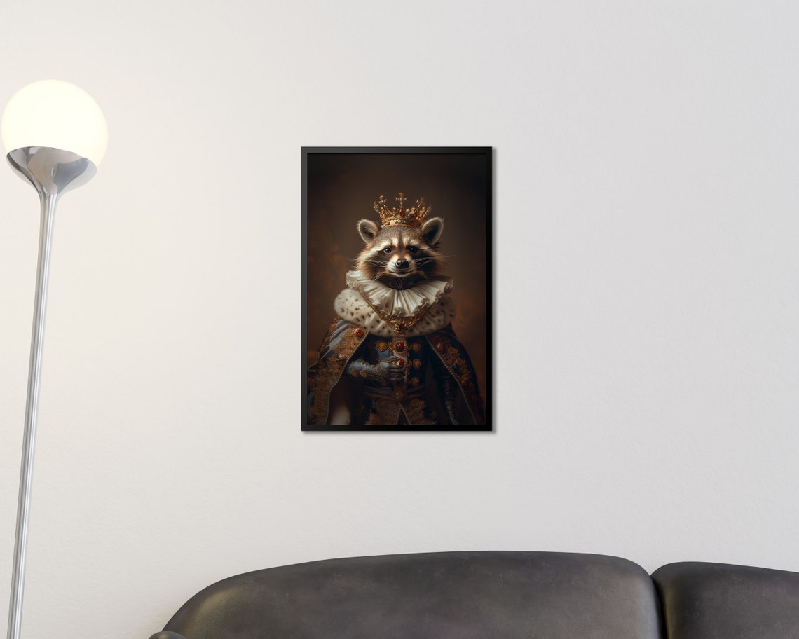 Royal Raccoon In Gold Crown Ermine Ruff Regal Portrait Wall Poster - Image 2