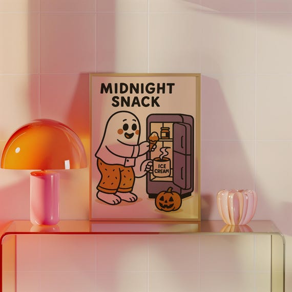 Funny Halloween Kitchen Poster Midnight Snack