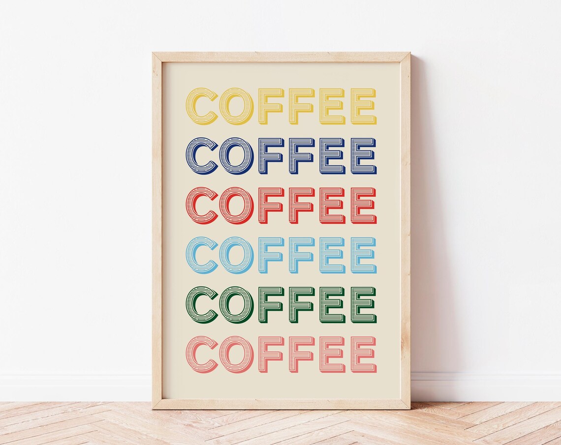 Coffee Art Print, Maximalist Mid-Century Kitchen Decor