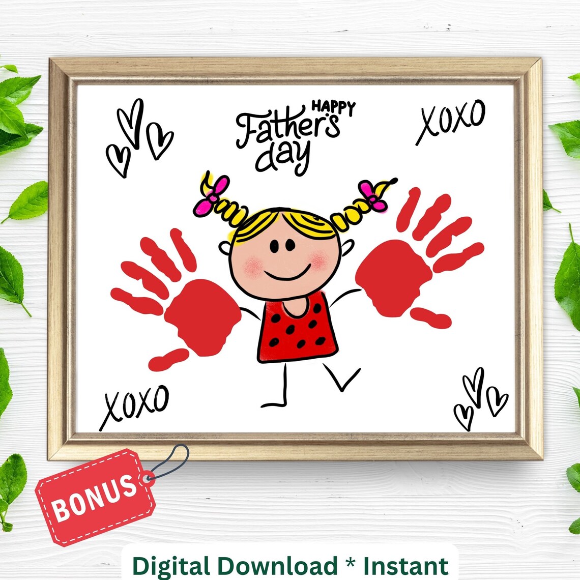 Happy Fathers Day Daddy Little Girl Handprint Keepsake Poster