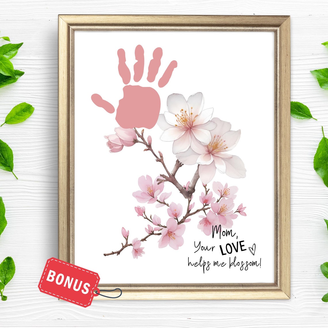 Mom Your Love Helps Me Blossom Cherry Blossom Handprint Poster