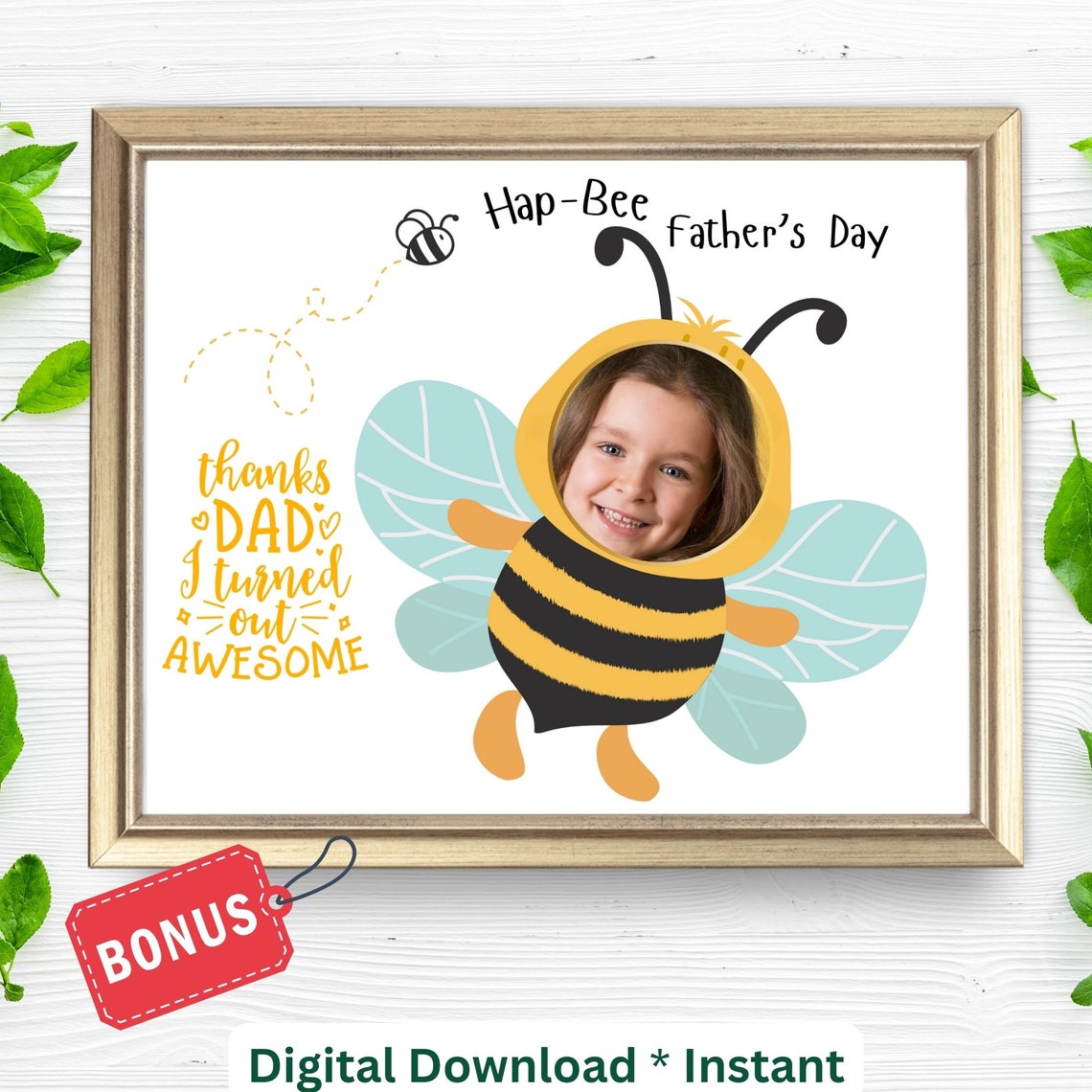 Hap Bee Fathers Day Dad Photo Frame Collage Gift Keepsake Poster