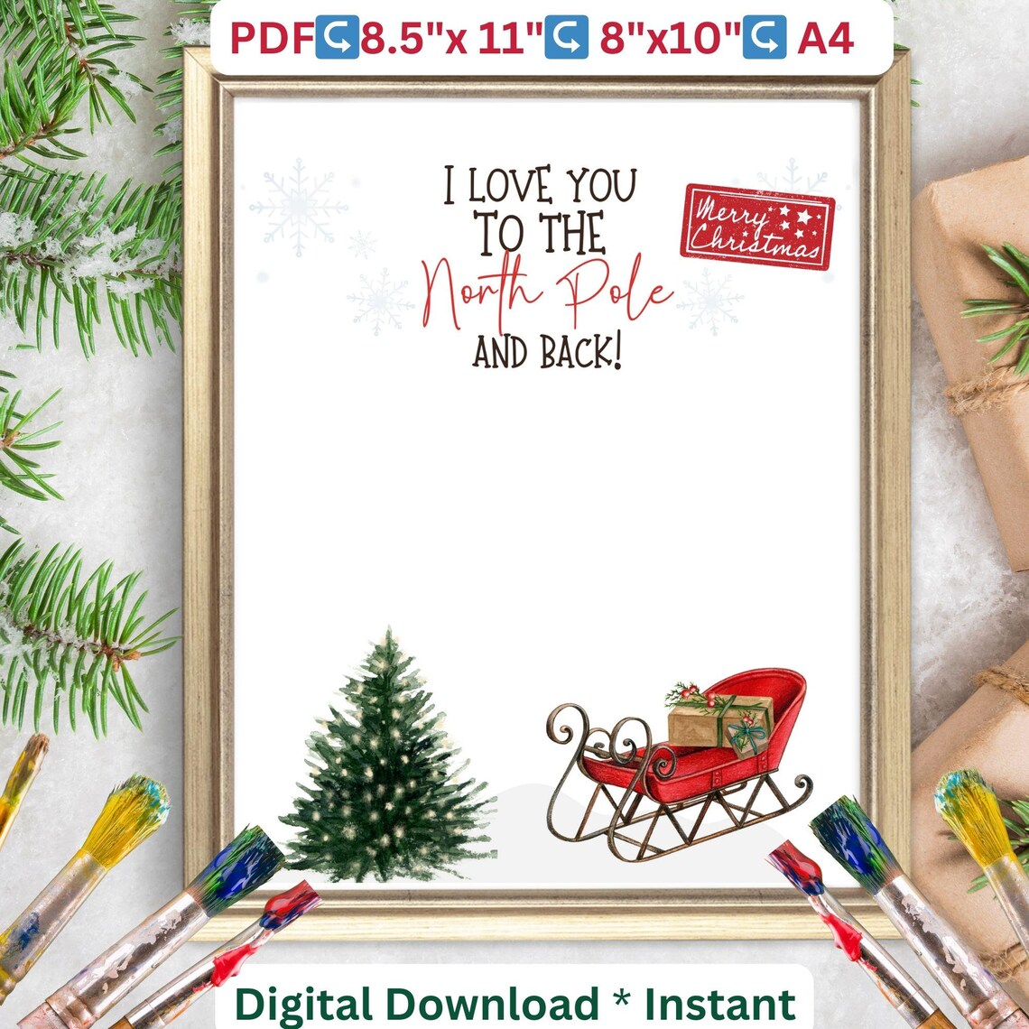 Holiday Handprint Christmas Winter Craft Art Print - Image 2