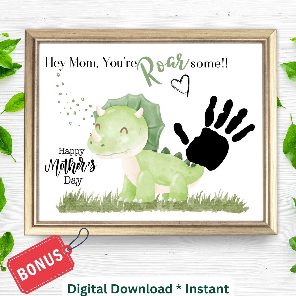 Mothers Day Footprint Craft Dinosaur Footprint Sign For Kids Preschool Daycare Toddlers Roarsome Mom Dino Baby Keepsake For Mom Grandma