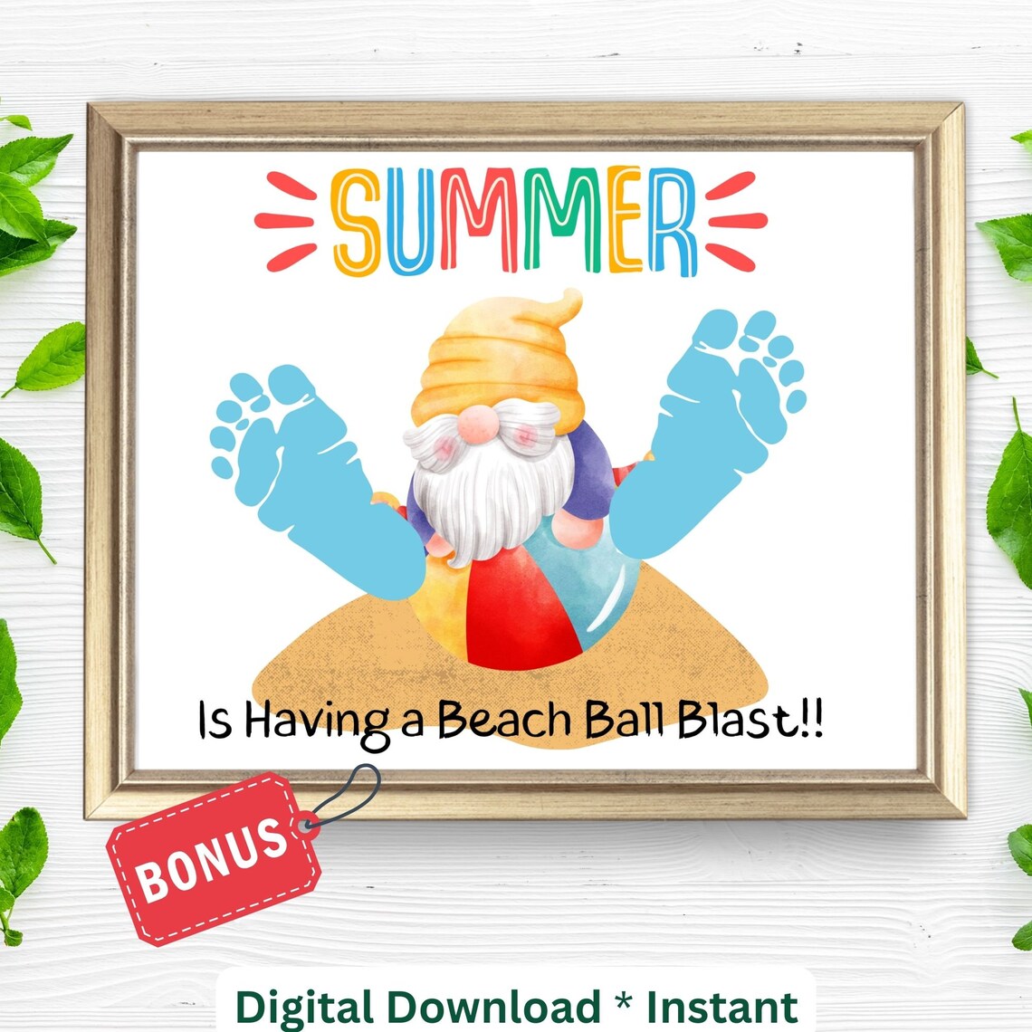 Summer Is Having A Beach Ball Blast Gnome Footprint Craft Poster