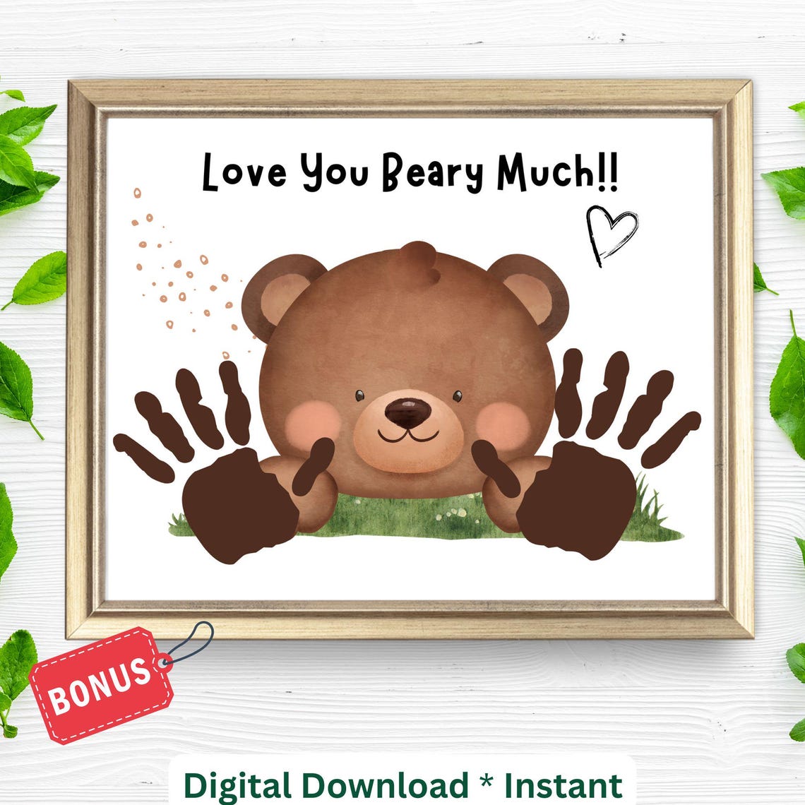 Animal Handprint Craft Diy Grandparents Day Gift Cute Bear Footprint Sign For Preschool Daycare Toddlers Love You Beary Much Baby Keepsake