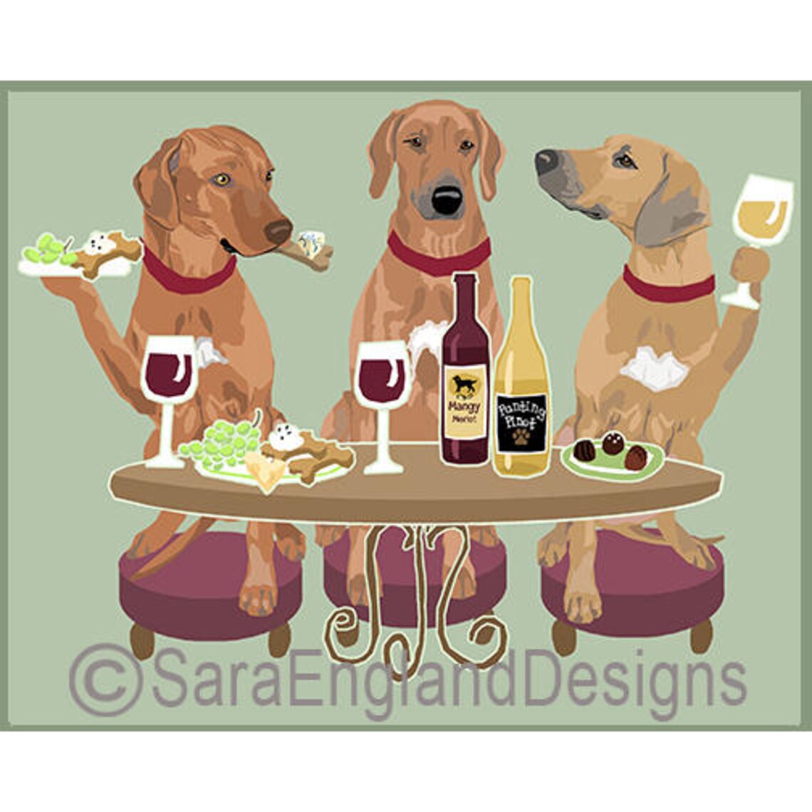 Rhodesian Ridgeback Wineing Dog Art Print