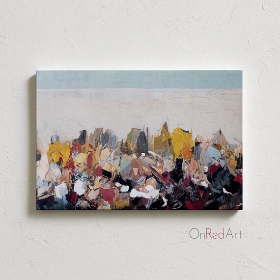 Fragmented Horizon Abstract City Debris Art Print