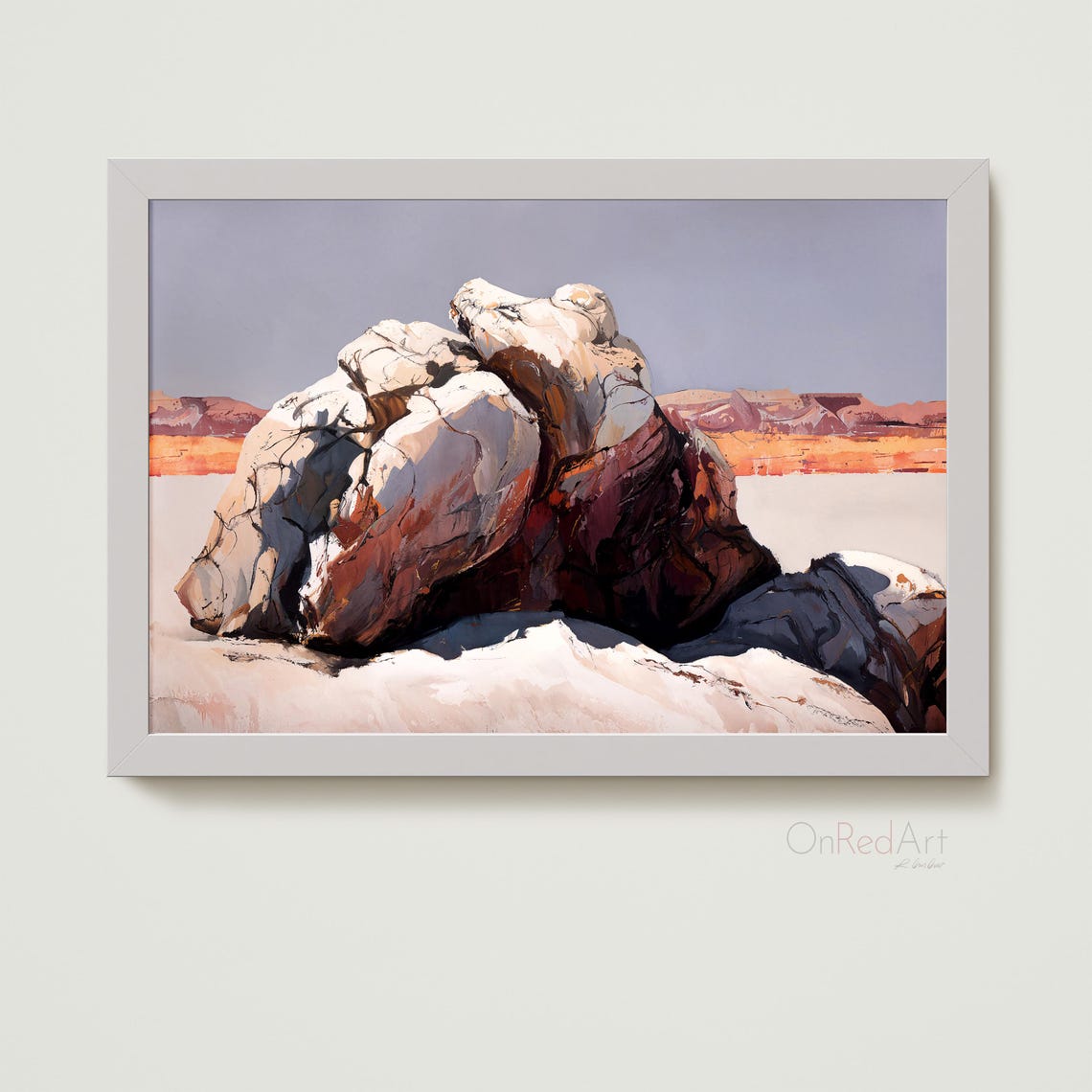 Abstract Desert Landscape Art Print Red Canyon Painting