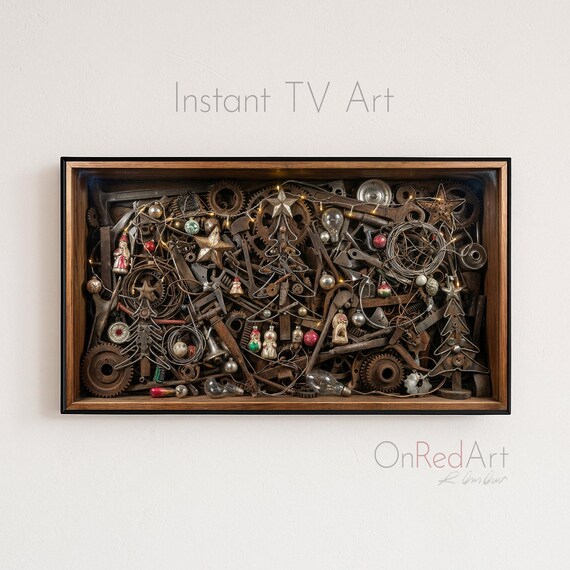 Steampunk Christmas Gears Rusty Tools Holiday Shadow Box Poster