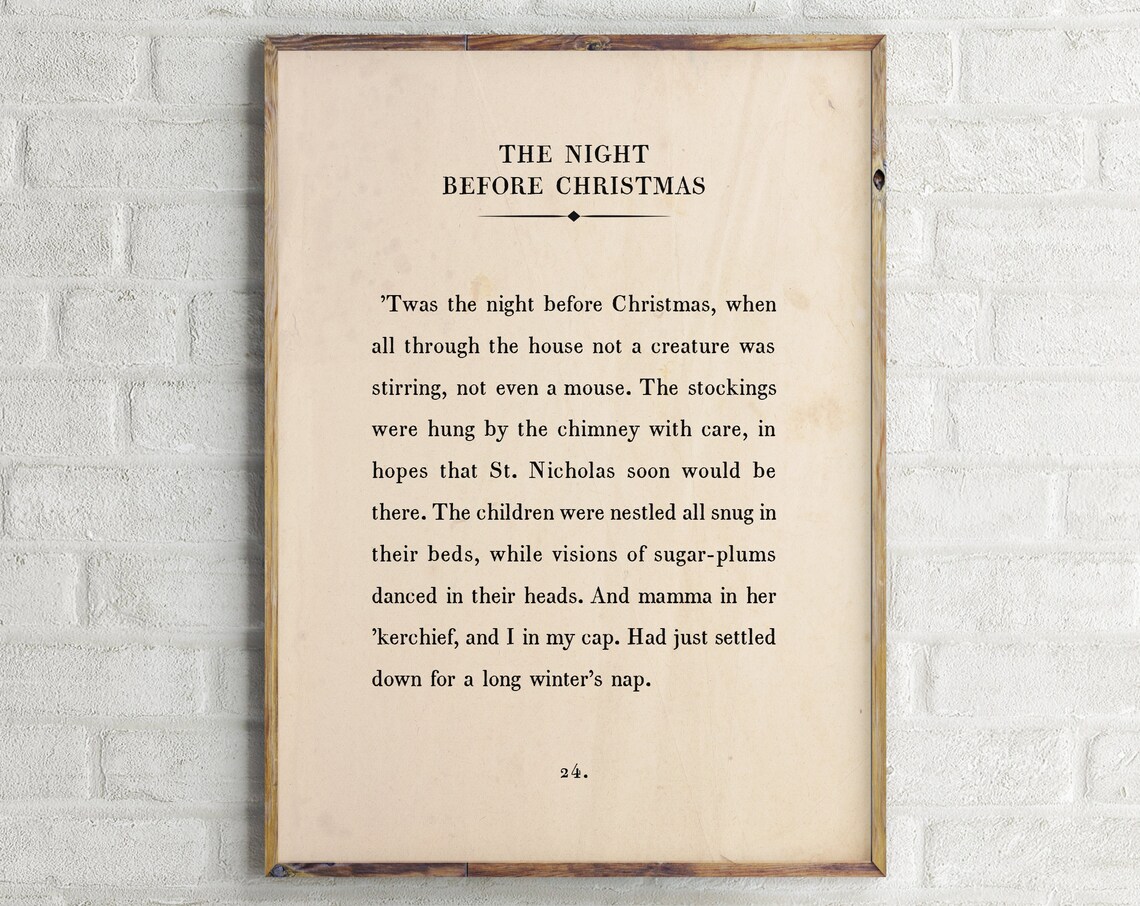 The Night Before Christmas Book Page Quote Christmas Decor Poster