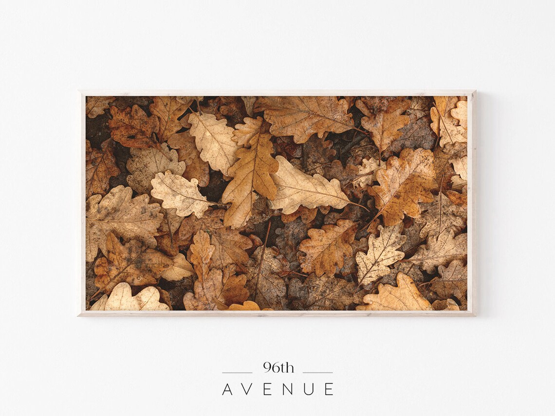 Rustic Autumn Oak Leaves Golden Fall Foliage Photography Wall Art