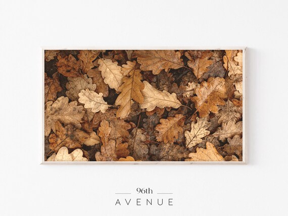 Rustic Autumn Oak Leaves Golden Fall Foliage Photography Wall Art