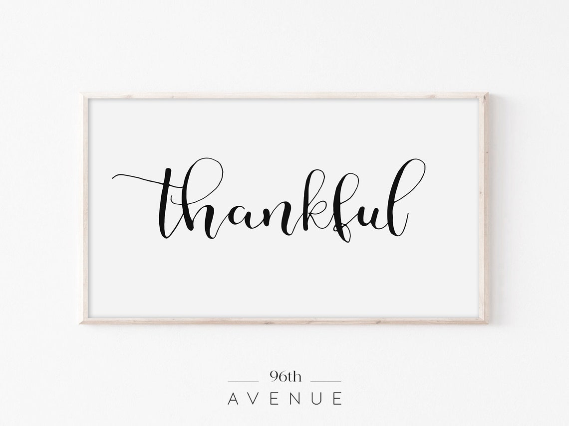 Thankful Elegant Script Calligraphy Minimalist Typography Poster