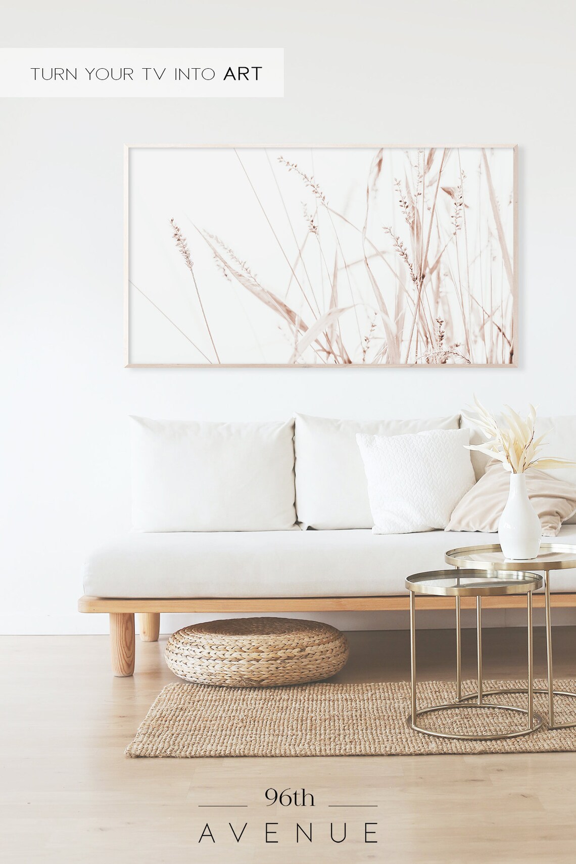 Beige Grass Farmhouse Art Print for TV Wall - Image 2