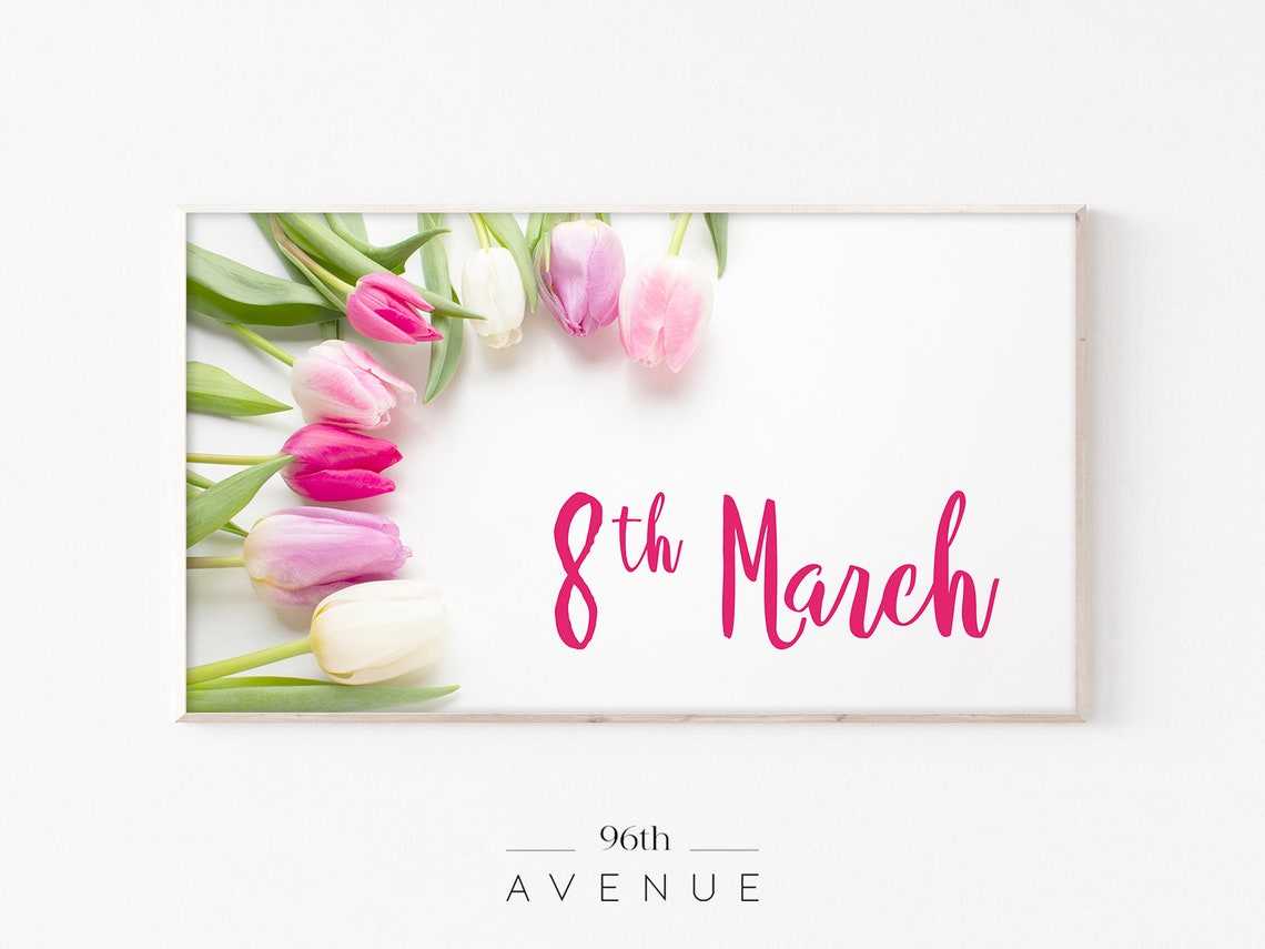 Pink Tulips 8th March Womens Day Floral Script Decor Art Poster