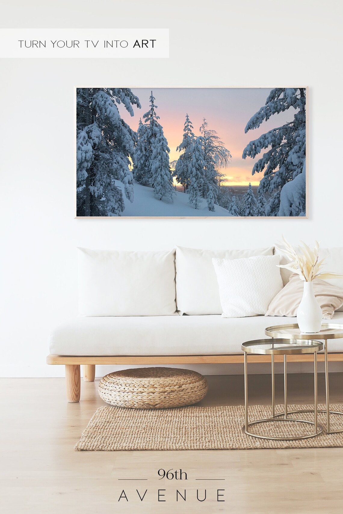 Winter Forest Sunset Art Print, Seasonal Decor - Image 2