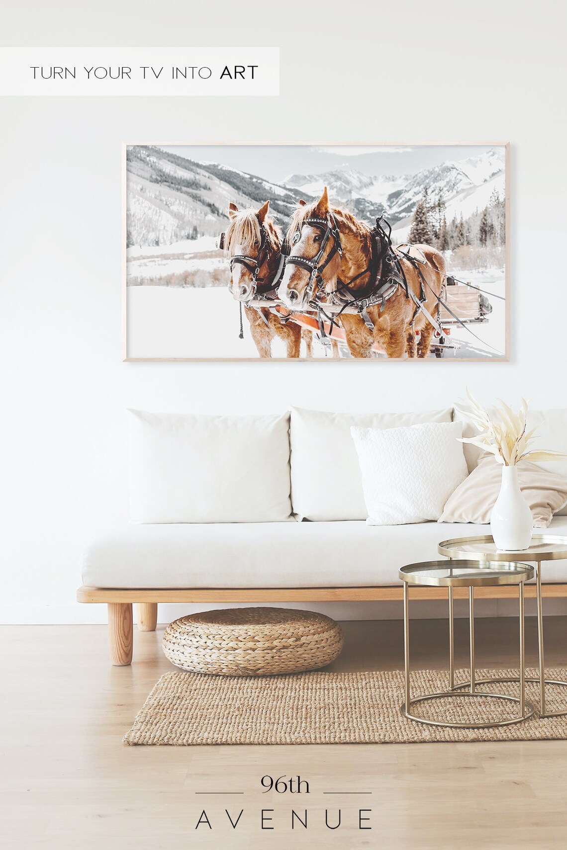 Winter Horses Art Print, Holiday Seasonal Decor - Image 2