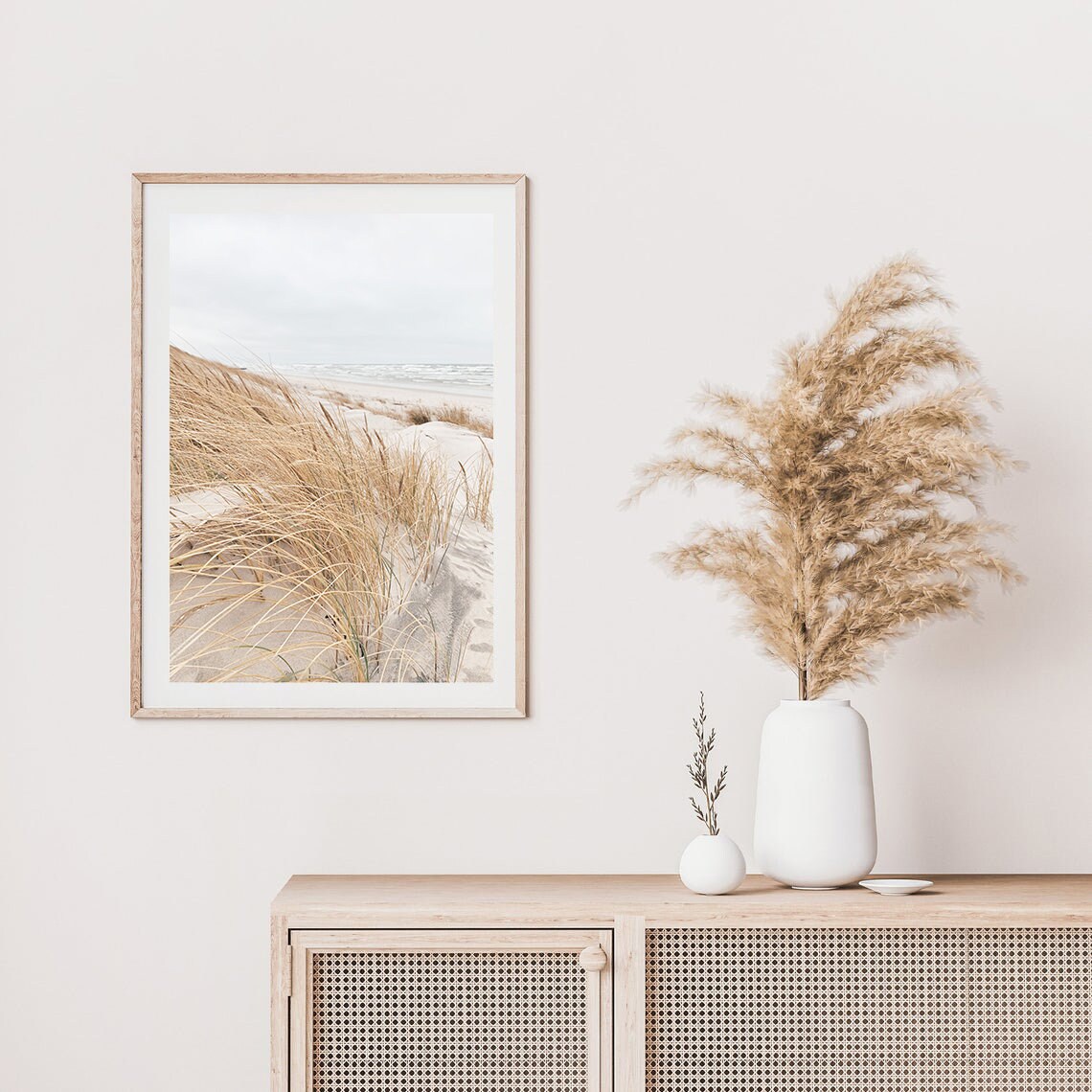 Neutral Beach Grass Photography, Coastal Art Print - Image 2