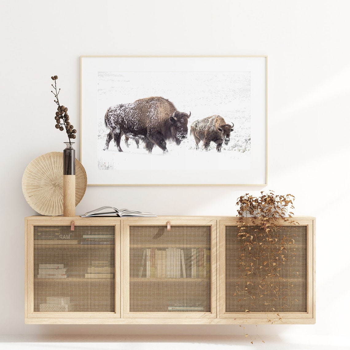Winter Bison Western Wall Art Print - Image 2