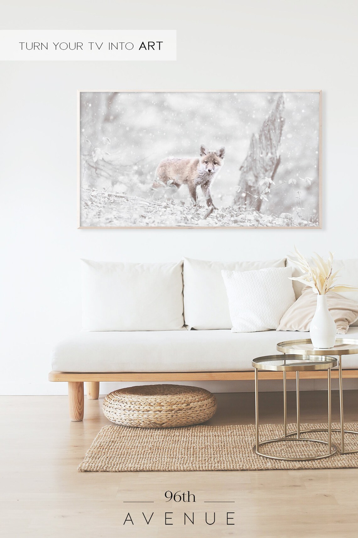 Arctic Fox Winter Nursery Animal Minimalist Art Print - Image 2