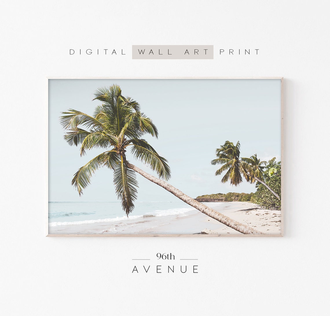 Beach Palm Tree, Tropical Art Print