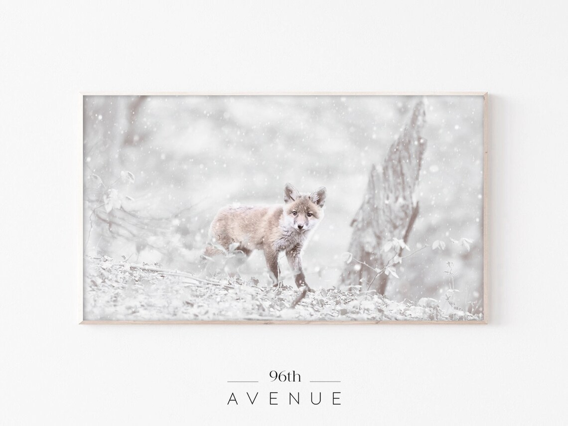 Arctic Fox Winter Nursery Animal Minimalist Art Print