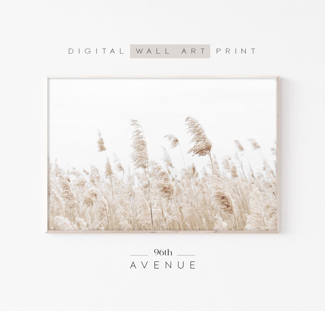 Farmhouse Grass Art, Neutral Wall Decor Print