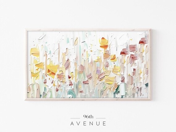 Abstract Floral Meadow Impasto Painting Colorful Spring Wall Art
