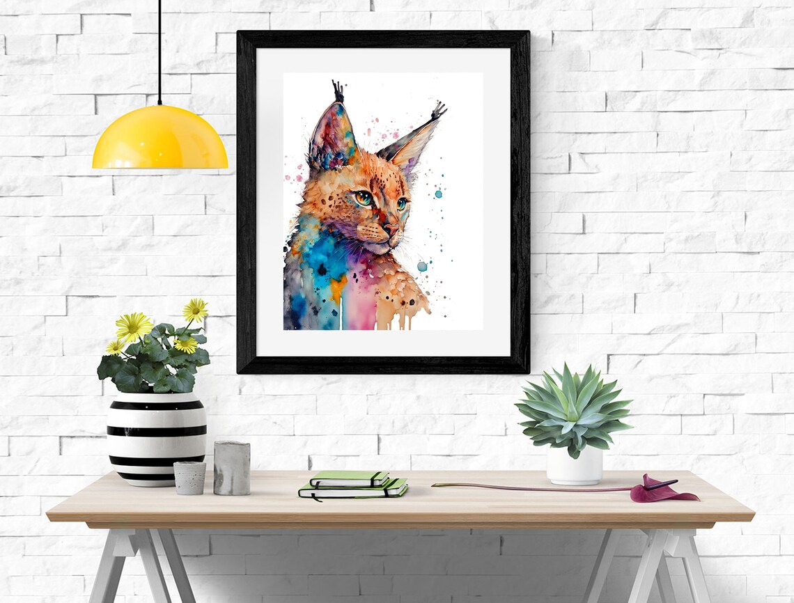 Lynx Watercolor Art Print, Wildlife Nursery Decor - Image 2