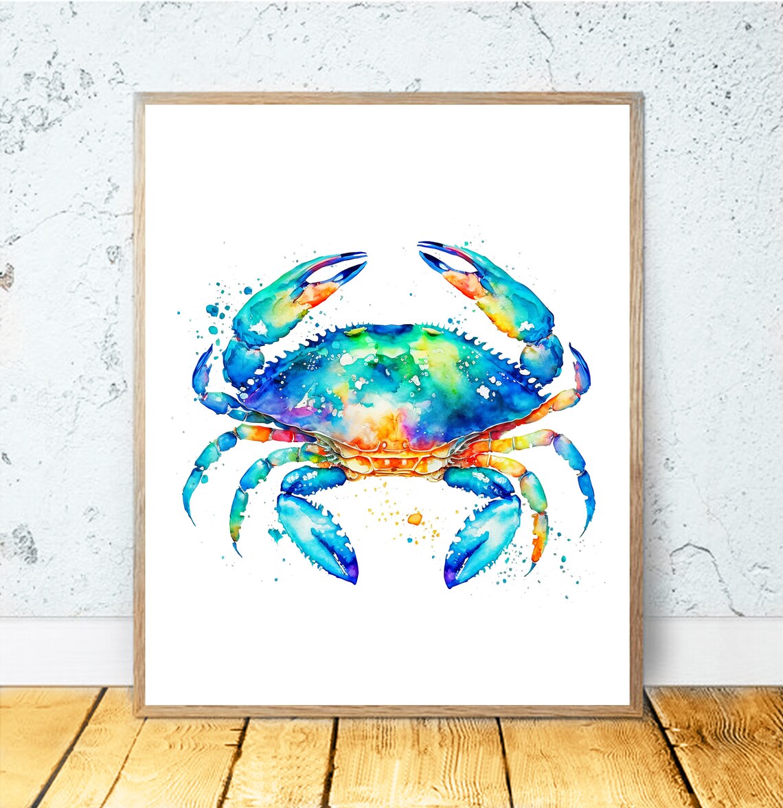 Crab Watercolor Art, Nautical Coastal Decor Poster