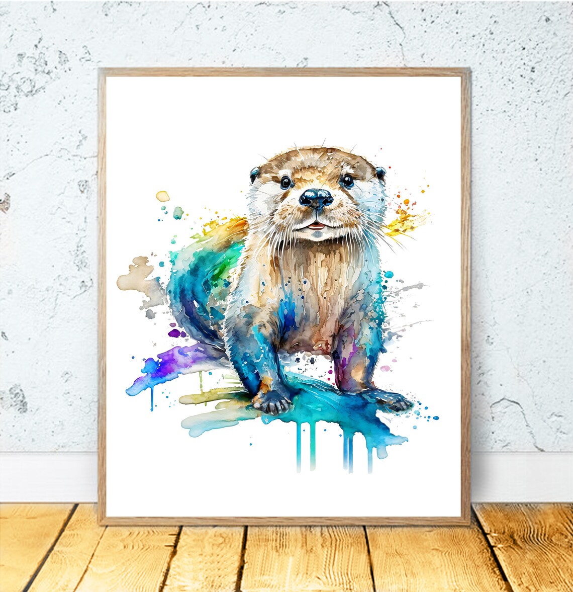 Watercolor Otter Art Print, Cute Nursery Animal