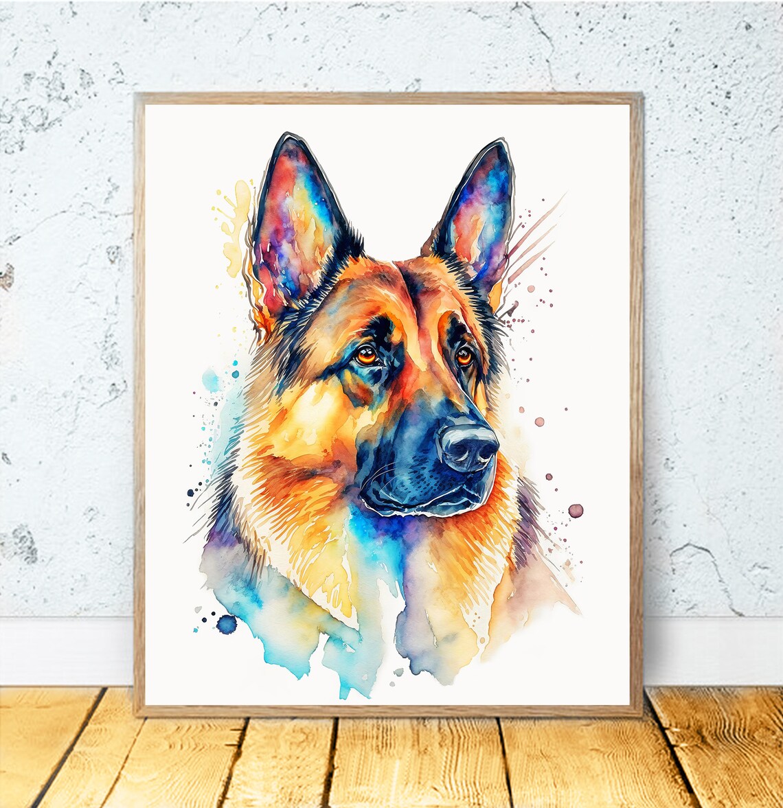 German Shepherd Watercolor Art Print, Dog Lover Decor