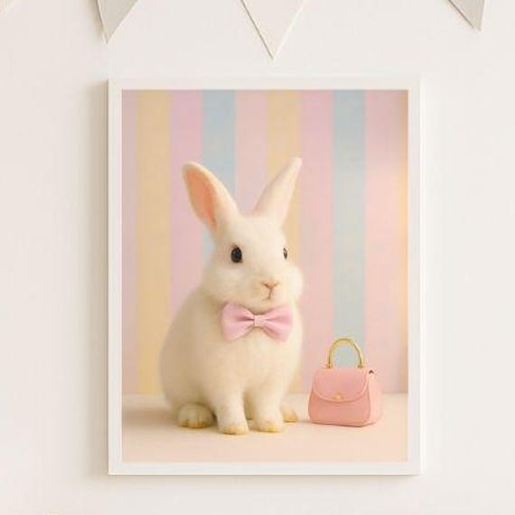 Retro Rabbit Poster Vintage Animal Wall Art Charming Bunny Decor For Lovers