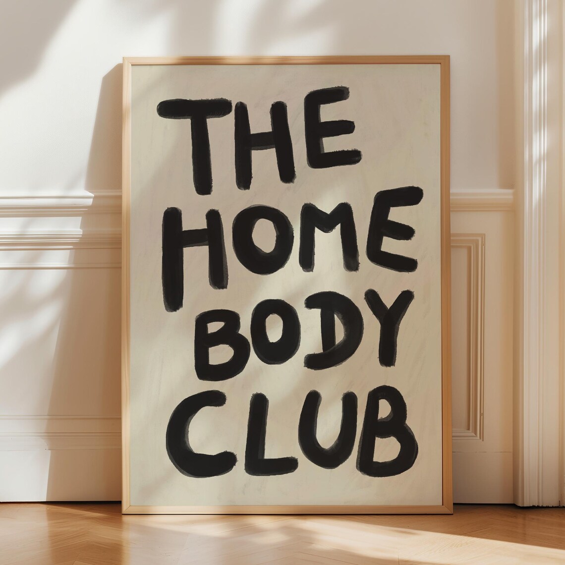 The Home Body Club Cream Black Text Minimalist Neutral Art Poster