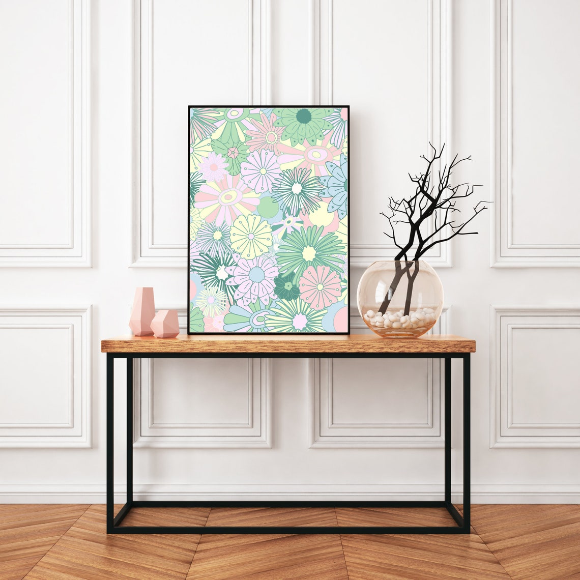 Retro 60s 70s Flower Poster Print, Danish Pastel - Image 2
